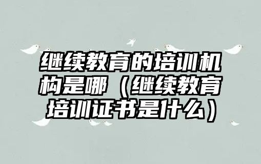 繼續教育的培訓機構是哪（繼續教育培訓證書是什么）