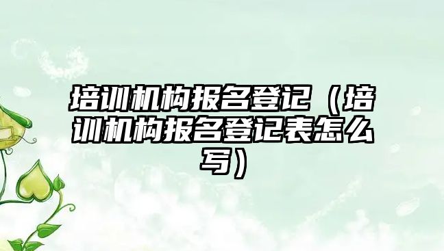 培訓機構報名登記（培訓機構報名登記表怎么寫）