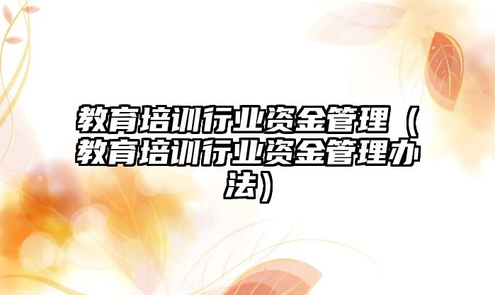 教育培訓行業(yè)資金管理（教育培訓行業(yè)資金管理辦法）