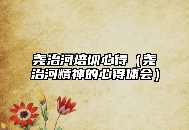 堯治河培訓心得（堯治河精神的心得體會）