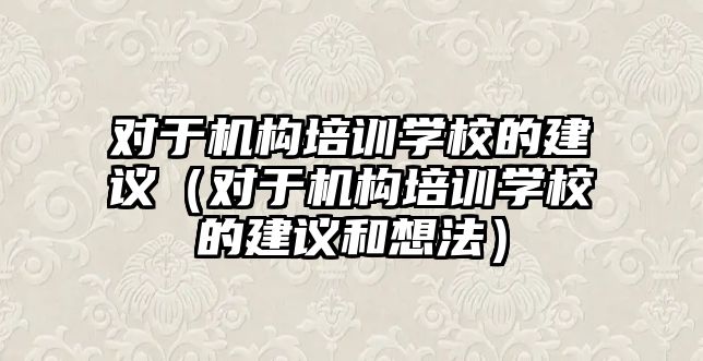 對于機構培訓學校的建議（對于機構培訓學校的建議和想法）