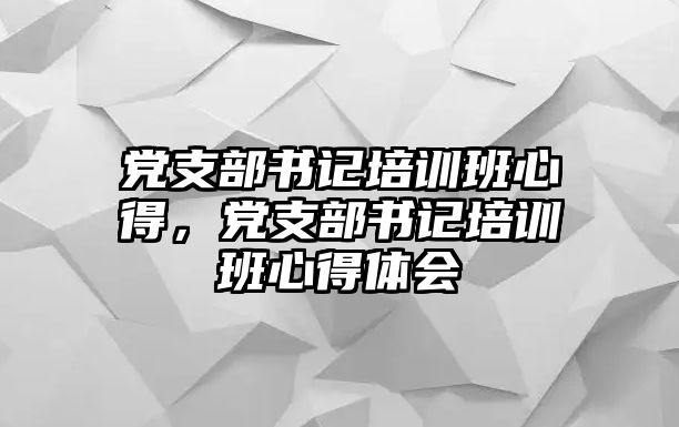 黨支部書記培訓班心得，黨支部書記培訓班心得體會