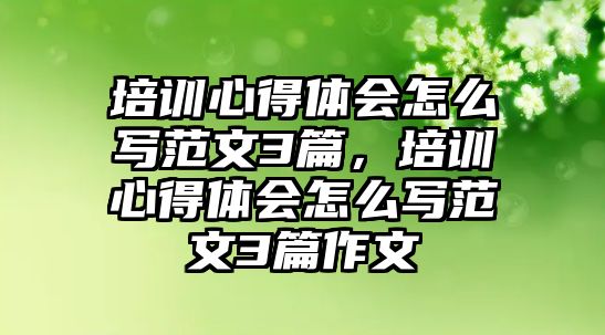 培訓心得體會怎么寫范文3篇，培訓心得體會怎么寫范文3篇作文