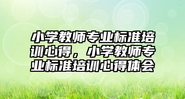 小學教師專業標準培訓心得，小學教師專業標準培訓心得體會