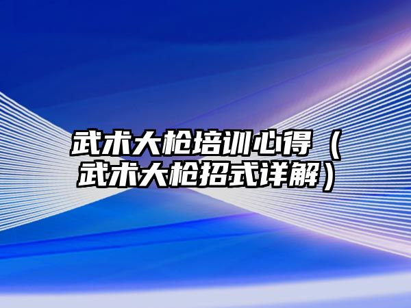 武術大槍培訓心得（武術大槍招式詳解）