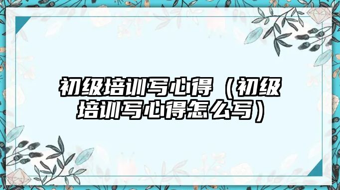 初級培訓寫心得（初級培訓寫心得怎么寫）