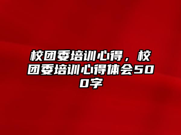 校團委培訓(xùn)心得，校團委培訓(xùn)心得體會500字