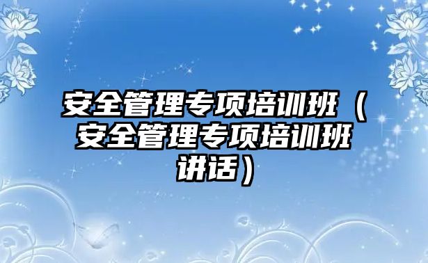 安全管理專項培訓班（安全管理專項培訓班講話）