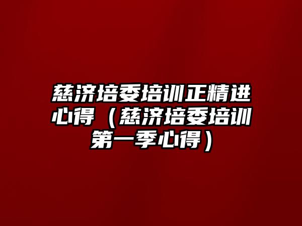 慈濟培委培訓正精進心得（慈濟培委培訓第一季心得）