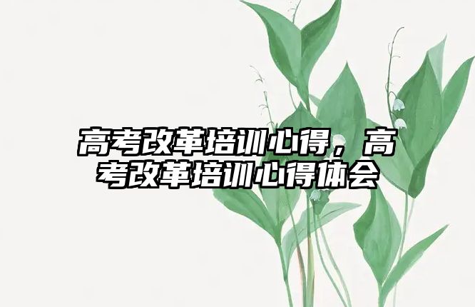 高考改革培訓(xùn)心得，高考改革培訓(xùn)心得體會(huì)