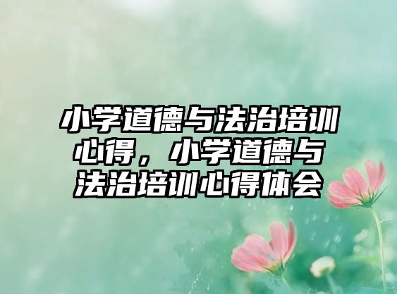 小學道德與法治培訓心得，小學道德與法治培訓心得體會