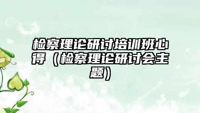 檢察理論研討培訓(xùn)班心得（檢察理論研討會(huì)主題）