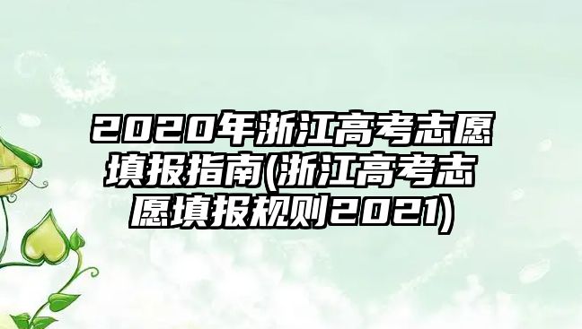 2020年浙江高考志愿填報(bào)指南(浙江高考志愿填報(bào)規(guī)則2021)