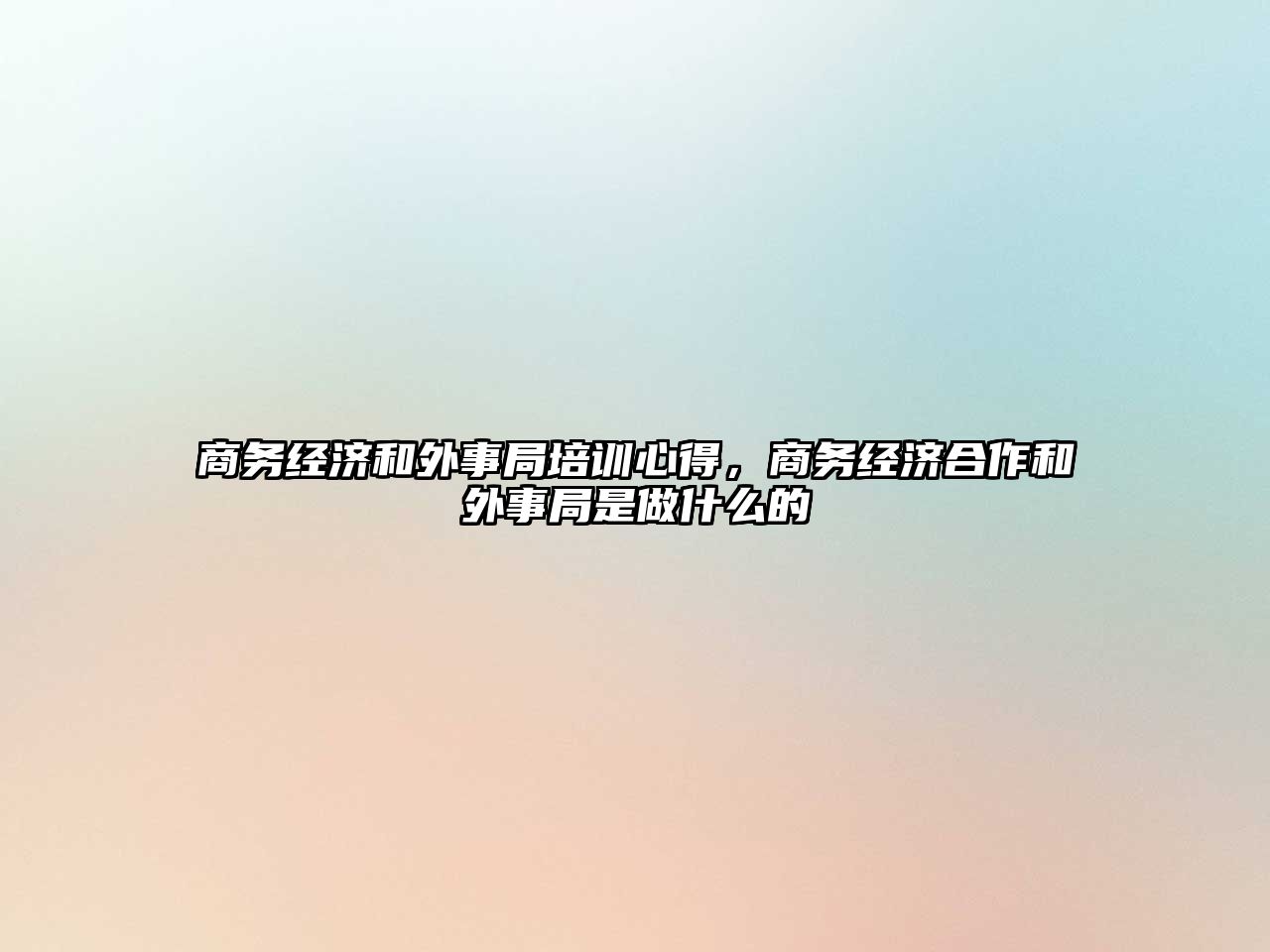 商務經濟和外事局培訓心得，商務經濟合作和外事局是做什么的