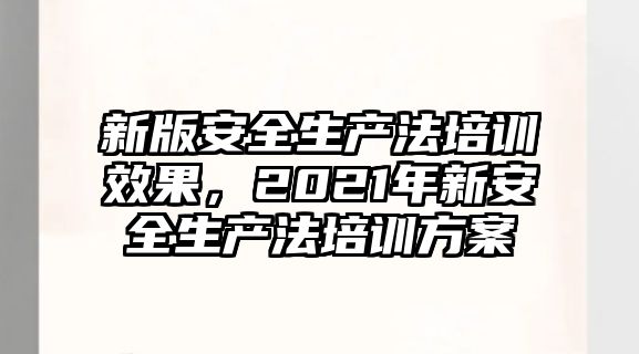 新版安全生產法培訓效果，2021年新安全生產法培訓方案