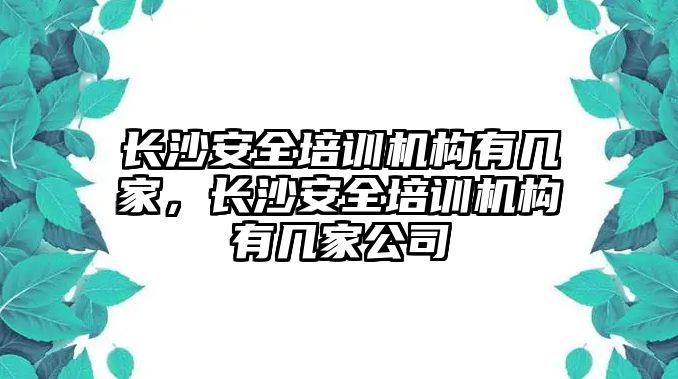 長沙安全培訓機構有幾家，長沙安全培訓機構有幾家公司