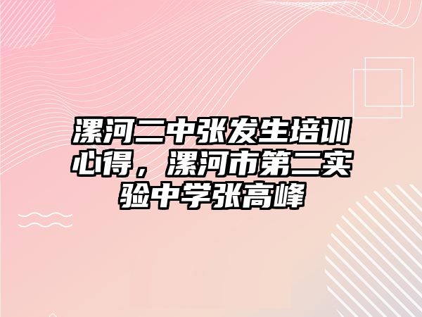 漯河二中張發生培訓心得，漯河市第二實驗中學張高峰