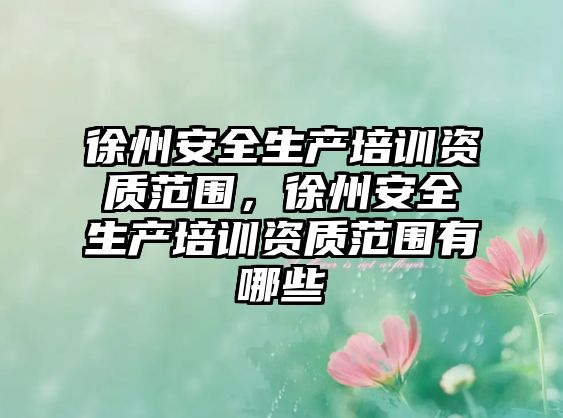 徐州安全生產(chǎn)培訓(xùn)資質(zhì)范圍，徐州安全生產(chǎn)培訓(xùn)資質(zhì)范圍有哪些