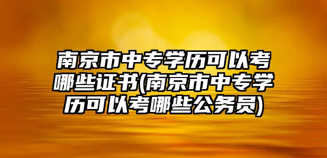 南京市中專學(xué)歷可以考哪些證書(南京市中專學(xué)歷可以考哪些公務(wù)員)