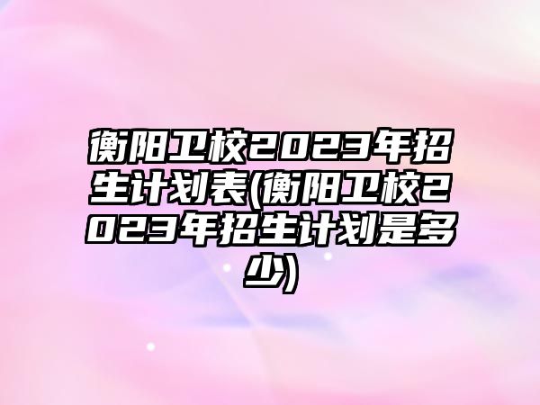 衡陽衛(wèi)校2023年招生計劃表(衡陽衛(wèi)校2023年招生計劃是多少)