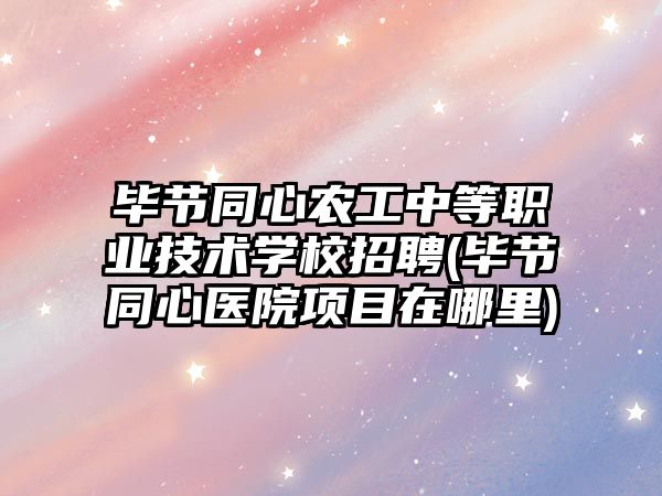 畢節同心農工中等職業技術學校招聘(畢節同心醫院項目在哪里)