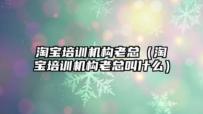 淘寶培訓機構老總（淘寶培訓機構老總叫什么）