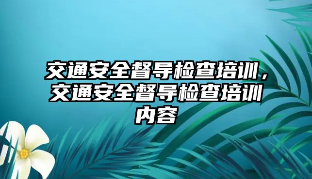 交通安全督導檢查培訓，交通安全督導檢查培訓內容