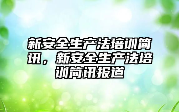 新安全生產法培訓簡訊，新安全生產法培訓簡訊報道