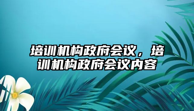 培訓機構政府會議，培訓機構政府會議內容