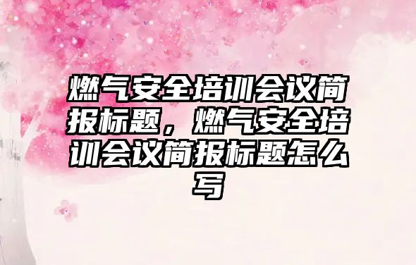 燃氣安全培訓會議簡報標題，燃氣安全培訓會議簡報標題怎么寫