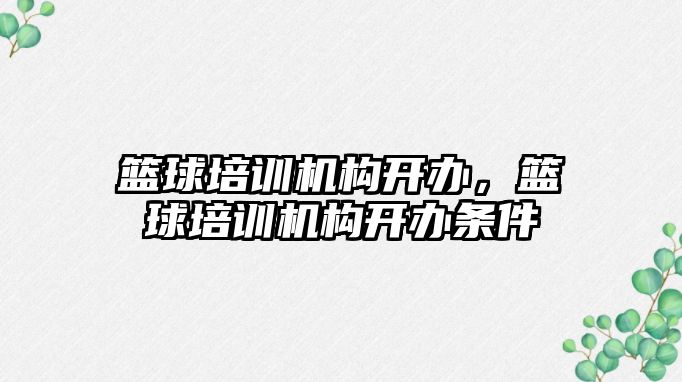 籃球培訓機構開辦，籃球培訓機構開辦條件