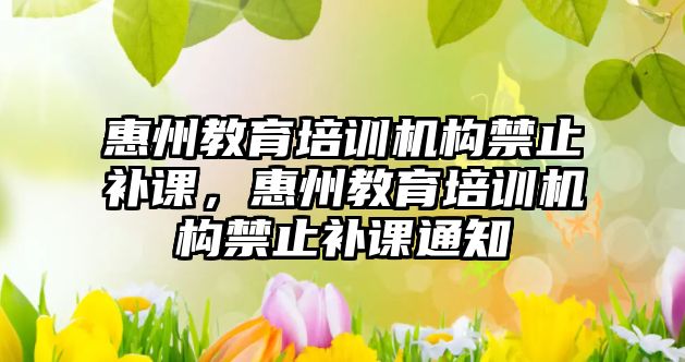 惠州教育培訓機構禁止補課，惠州教育培訓機構禁止補課通知