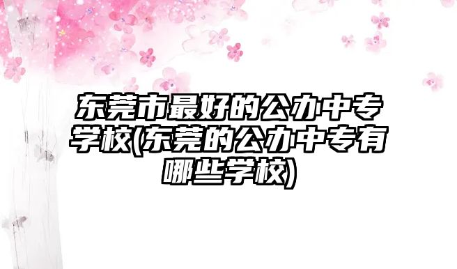 東莞市最好的公辦中專學校(東莞的公辦中專有哪些學校)