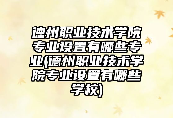 德州職業技術學院專業設置有哪些專業(德州職業技術學院專業設置有哪些學校)